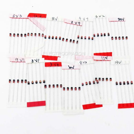 Common Zener Diode, Regulator, 3.3V-30V, 14Kinds * 10Pcs, [Watts]