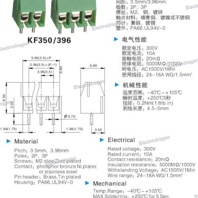 10PCs KF350 Wiring PCB Terminal Block 3.5mm Pitch [2P, 3P] - Image 3