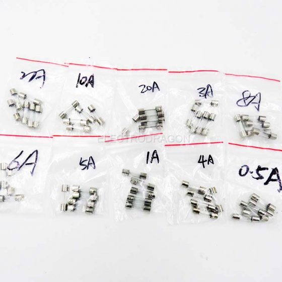Common Type Fuse Kit, 250V 0.5A-20A (10Kinds*5PCs)
