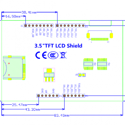 3.5'' 320x480 TFT LCD Arduino Shield, 8-bit Parallel, ILI9486 - Image 8
